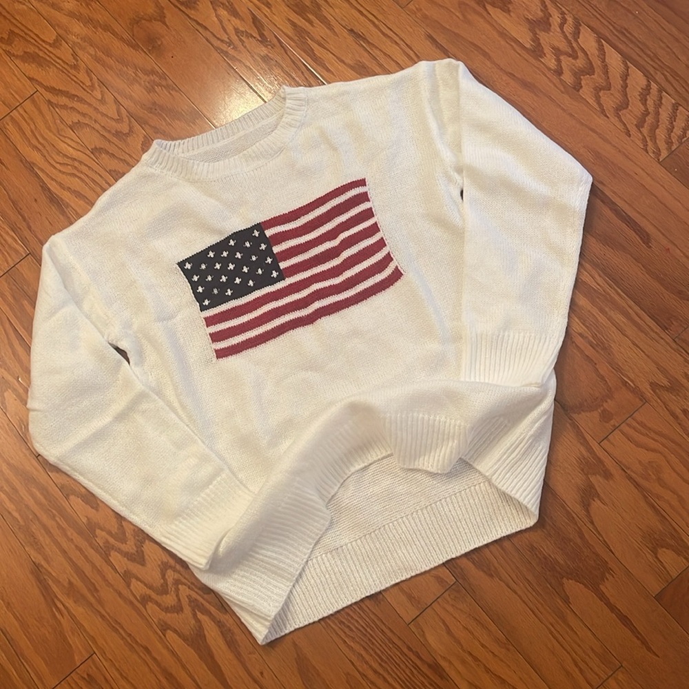 American Flag Sweater USA 250 Anniversary Patriotic Preppy Knit Pullover - Picture 16 of 16